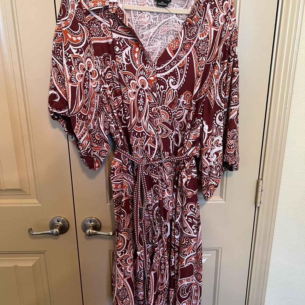 City Chic Red and White Ruffled Wrap Maxi Dress